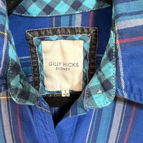 Gilly Hicks Women's Long Sleeve Plaid Button Down Shirt Size S 2-Button Pockets - Picture 2 of 4